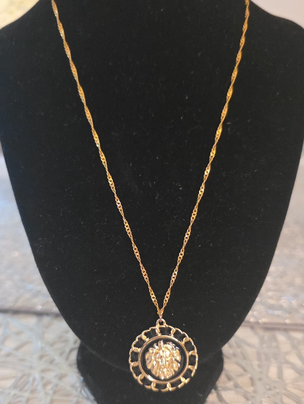 Vintage Gold Lion Medallion Necklace